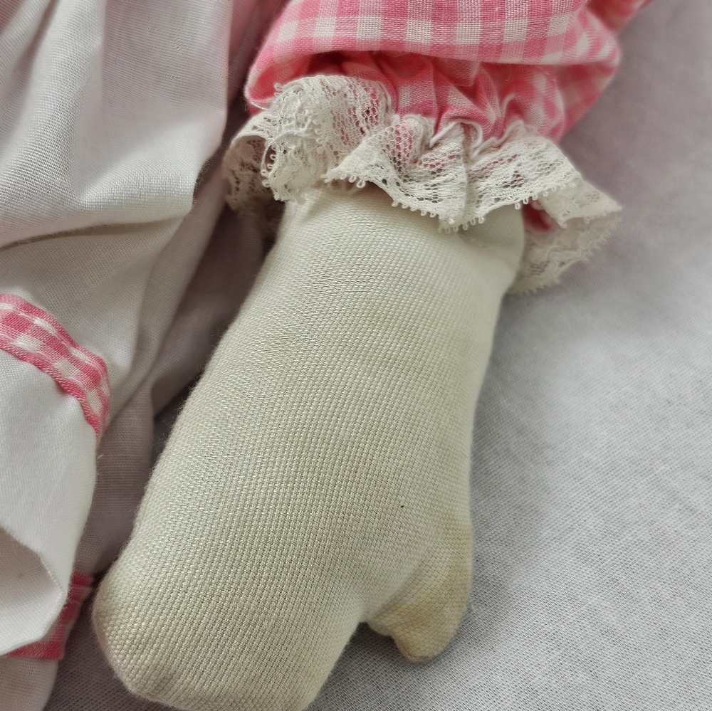 Unique OOAK Large 24" Raggedy Ann Doll w/Pink Pigtail Braid Hair & Gingham Dress - Picture 11 of 16